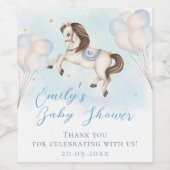 おとぎ話ベビーポニーブルー風船スターシャワー ワインラベル (シングルラベル)