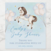 おとぎ話ベビーポニーブルー風船スターシャワー ワインラベル (シングルラベル)