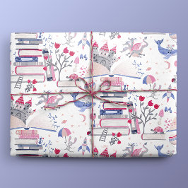 おとぎ話ポップ・アートののアップブックキャッスルホワイト ラッピングペーパー