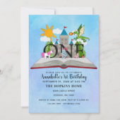 おとぎ話ポップ・アートのアップブックキッズファースト誕生日 招待状 (正面)