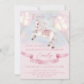 おとぎ話ポニースターズピンクバルーン誕生日パーティー 招待状 (正面)