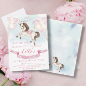 おとぎ話ポニースターズピンクバルーン誕生日パーティー 招待状