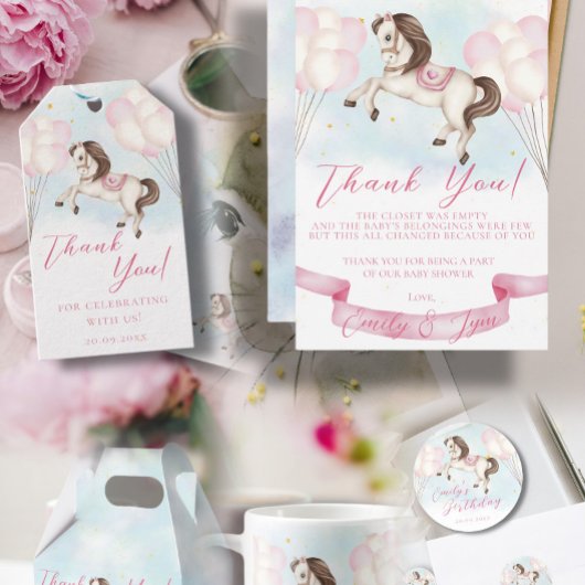 おとぎ話ポニースターズピンクバルーン誕生日パーティー 招待状