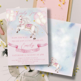 おとぎ話ポニースターズピンクバルーン誕生日パーティー 招待状