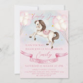 おとぎ話ポニースターズピンクバルーン誕生日パーティー 招待状 (正面)