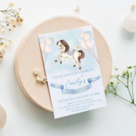 おとぎ話ポニースターズブルーバルーンバースデーパーティー 招待状