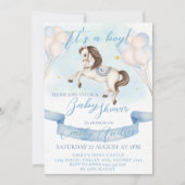 おとぎ話ポニースターバルーンベビーシャワーボーイ 招待状 (正面)