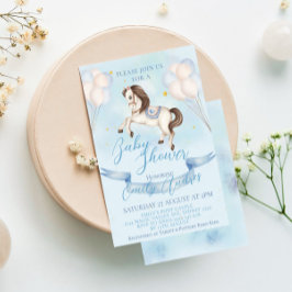 おとぎ話ポニースターバルーンベビーシャワーボーイ 招待状
