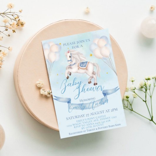 おとぎ話ポニースターバルーンベビーシャワーボーイ 招待状