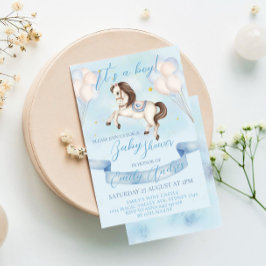 おとぎ話ポニースターバルーンベビーシャワーボーイ 招待状