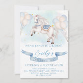 おとぎ話ポニースターバルーン1stバースデーボーイパーティー 招待状 (正面)