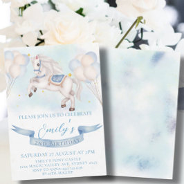 おとぎ話ポニースターバルーン1stバースデーボーイパーティー 招待状