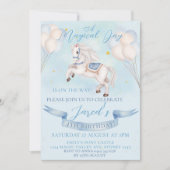 おとぎ話ポニースターバルーン1st誕生日パーティー少年 招待状 (正面)