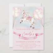 おとぎ話ポニースターピンキーバルーン誕生日パーティー 招待状 (正面)