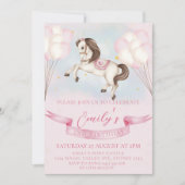 おとぎ話ポニースターピンキーバルーン誕生日パーティー 招待状 (正面)