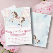 おとぎ話ポニースターピンキーバルーン誕生日パーティー 招待状