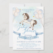 おとぎ話ポニースターブルーバルーンベビーシャワー 招待状 (正面)