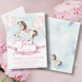 おとぎ話ポニー星ピンクバルーン赤ちゃんシャワー 招待状