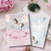 おとぎ話ポニー星ピンクバルーン赤ちゃんシャワー 招待状