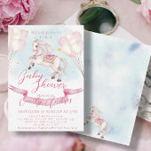 おとぎ話ポニー星ピンクバルーン赤ちゃんシャワー 招待状