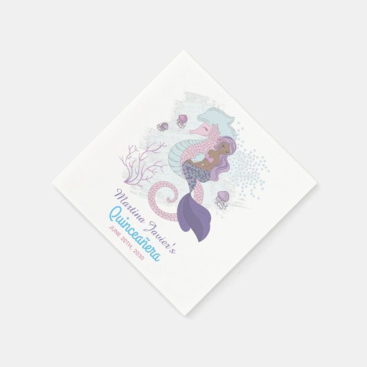 おとぎ話マーメイドクインセアニラ15誕生日 スタンダードカクテルナプキン (角)