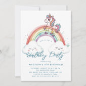 おとぎ話ユニコーンとレインボーバースデーパーティー 招待状 (正面)