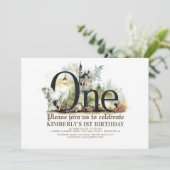 おとぎ話ユニコーンドラゴンと城の最初の誕生日 招待状 (スタンド正面)