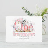 おとぎ話ユニコーンプリンセスキャッスル1st誕生日 招待状 (スタンド正面)