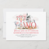 おとぎ話ユニコーンプリンセス城2nd誕生日 招待状 (正面)