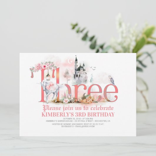 おとぎ話ユニコーンプリンセス城3回目の誕生日 招待状 (スタンド正面)
