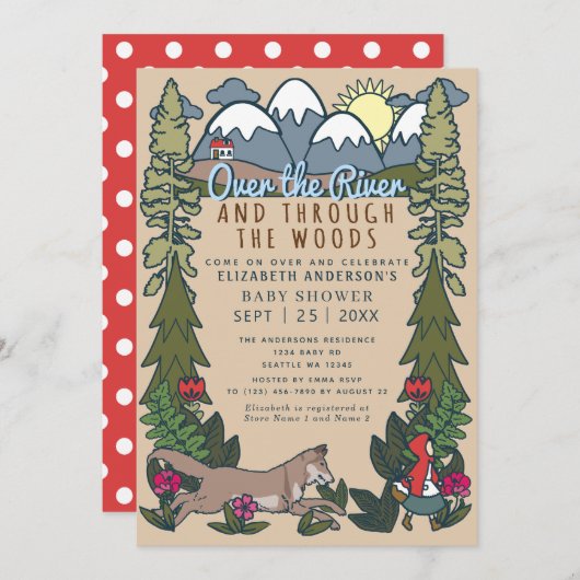 おとぎ話レッドライディングフードベビーシャワー招待状 招待状 (正面/裏面)