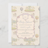 おとぎ話ヴィンテージアミューズメントパークベビーシャワー 招待状 (正面)