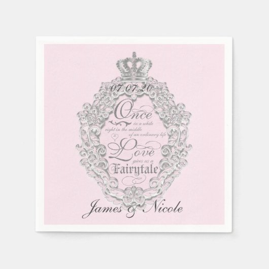 おとぎ話ヴィンテージウェディングピンクナエレガントプキン スタンダードカクテルナプキン (正面)
