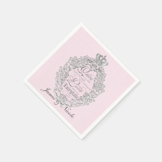 おとぎ話ヴィンテージウェディングピンクナエレガントプキン スタンダードカクテルナプキン (角)