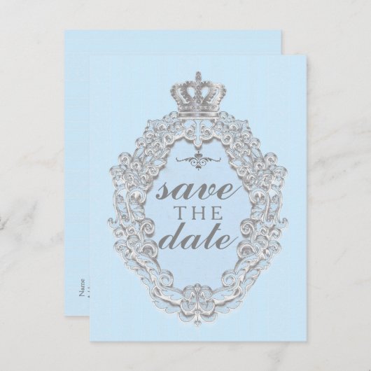 おとぎ話ヴィンテージ王室の青救日付はがき 案内ポストカード (正面/裏面)