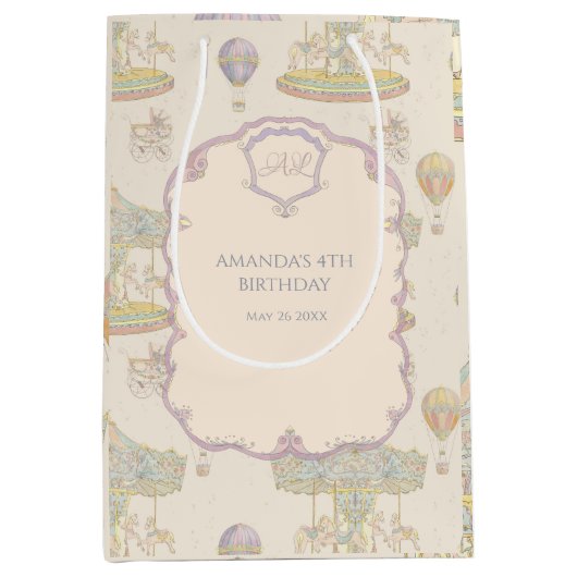 おとぎ話ヴィンテージ遊園地 ミディアムペーパーバッグ (正面)