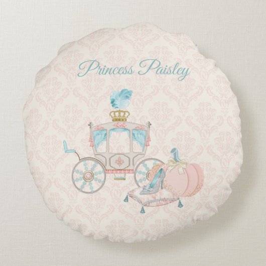 おとぎ話王室の車ガラススリッパンプキン ラウンドクッション (裏面)