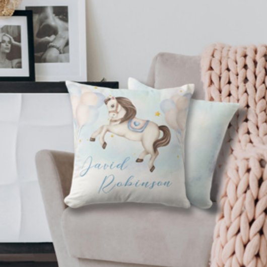 おとぎ話男の赤ちゃんポニーブルーバルーズスター クッション