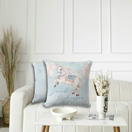 おとぎ話男の赤ちゃんポニーブルーバルーズスター クッション