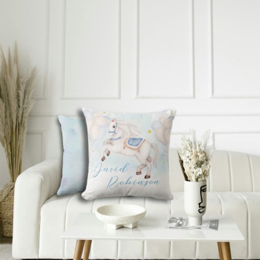 おとぎ話男の赤ちゃんポニーブルーバルーズスター クッション
