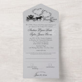 おとぎ話結婚の馬車は一着にシルバーグレイ オールインワン招待状 (内側)