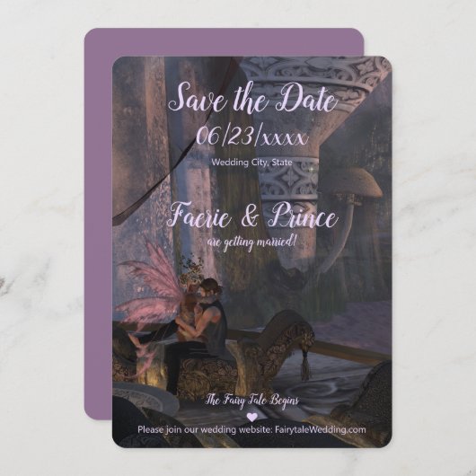 おとぎ話結婚の – Flat Save The Date Card セーブザデート (正面/裏面)