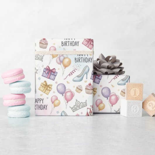 おとぎ話誕生日水の色パターン ラッピングペーパー (ベビーシャワー)