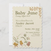 おとぎ話風 ヴィンテージ ベビーシャワー 招待状 女の子 (正面)