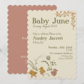 おとぎ話風 ヴィンテージ ベビーシャワー 招待状 女の子 (正面/裏面)