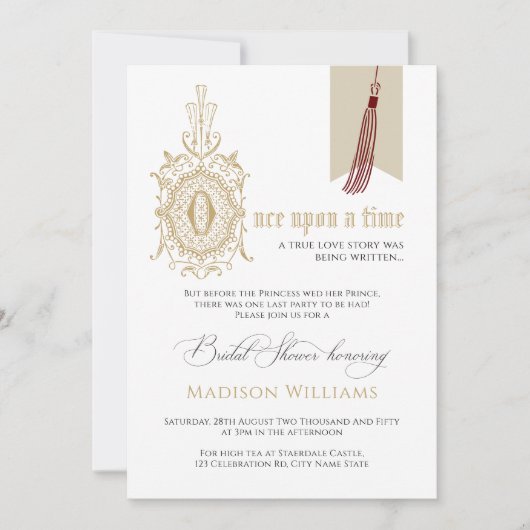 おとぎ話 ブック ワン アポン ア タイム ブライダル シャワー 招待状 (正面)