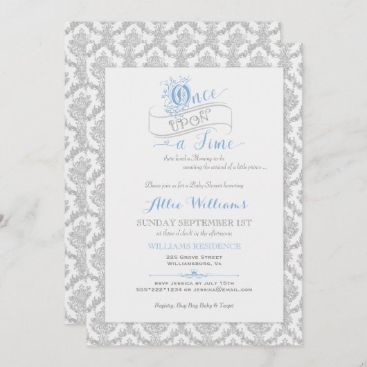 おとぎ話 プリンスベイビーシャワー 招待状 (正面/裏面)