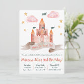 おとぎ話、城、プリンセスをテーマにした誕生日パーティー 招待状 (スタンド正面)
