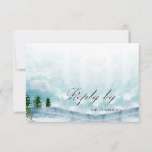 おとぎ霜の降りた話の雪の結晶の冬の結婚式 出欠カード (正面)