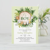 おとこのサファリジャングル動物ベイビーシャワー 招待状 (スタンド正面)